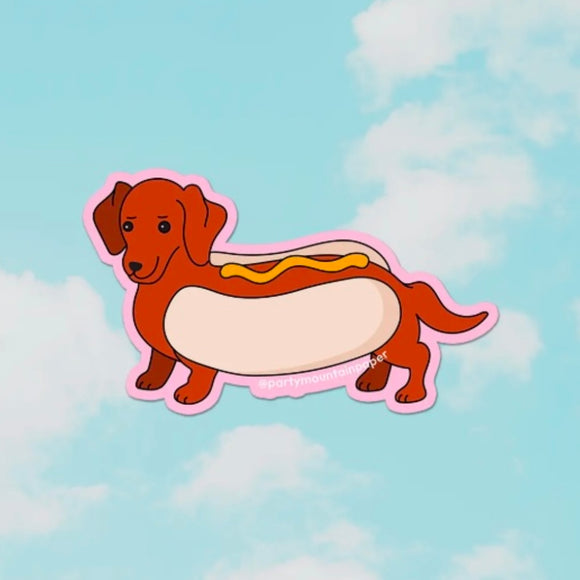 WEENIE DOG IN A BUN STICKER