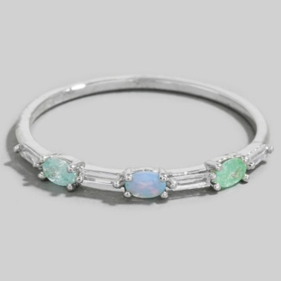 RHODIUM DIPPED MULTI COLOR STONE RING
