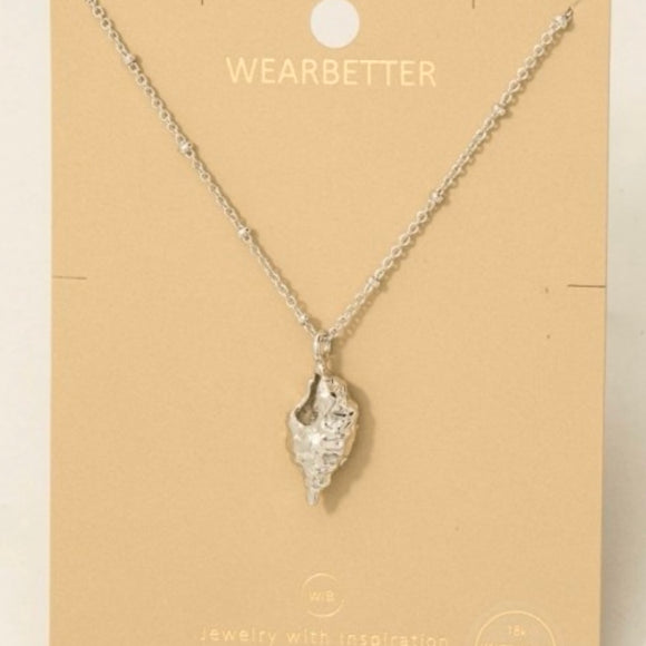 18K WHITE GOLD CONCH SHELL NECKLACE