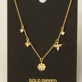 GOLD DIPPED FLOWER CHARM NECKLACE