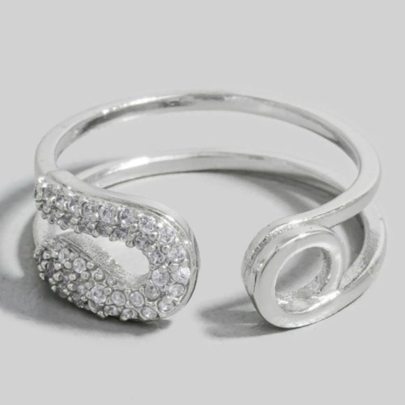 ALEX SILVER SAFETY PIN RING