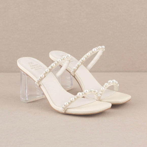 MAE BEIGE STRAPPY PEARL HEEL