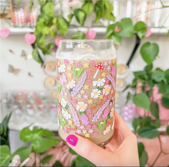 COLORFUL PLANT BEER CAN GLASS