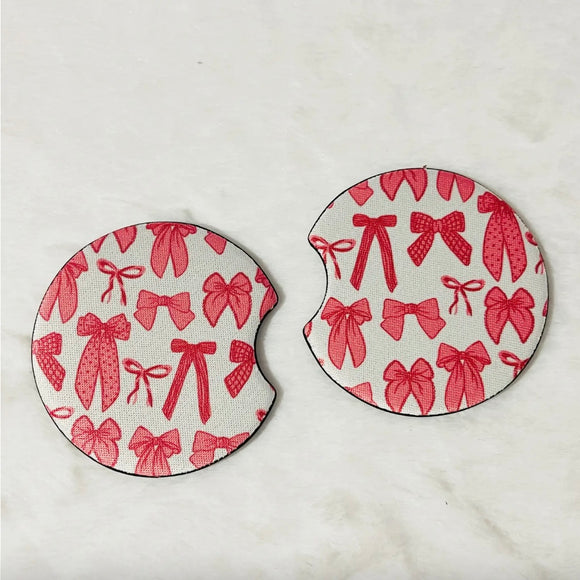 PINK BOW CAR COASTERS