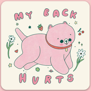 "MY BACK HURTS" CAT STICKER