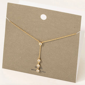 STEVIE GOLD Y CHAIN RHINESTONE NECKLACE