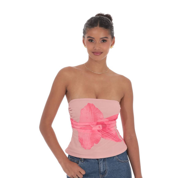 LUCY IN THE SKY PINK FLOWER TUBE TOP