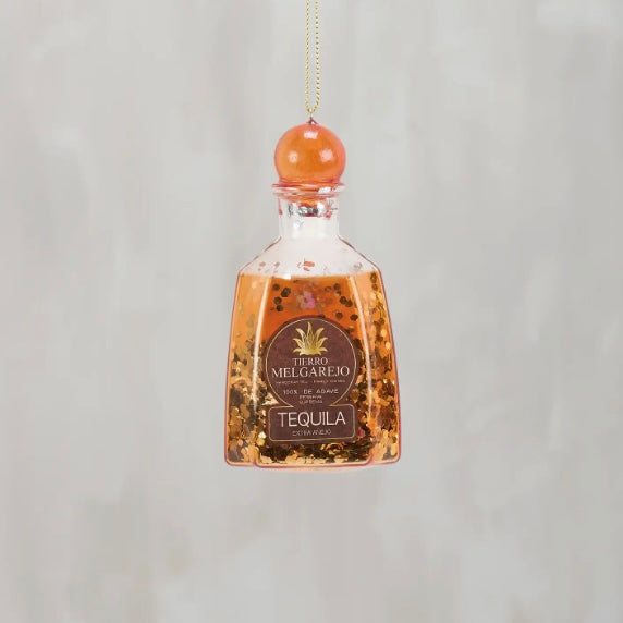 TEQUILA BOTTLE GLITTER CHRISTMAS ORNAMENT