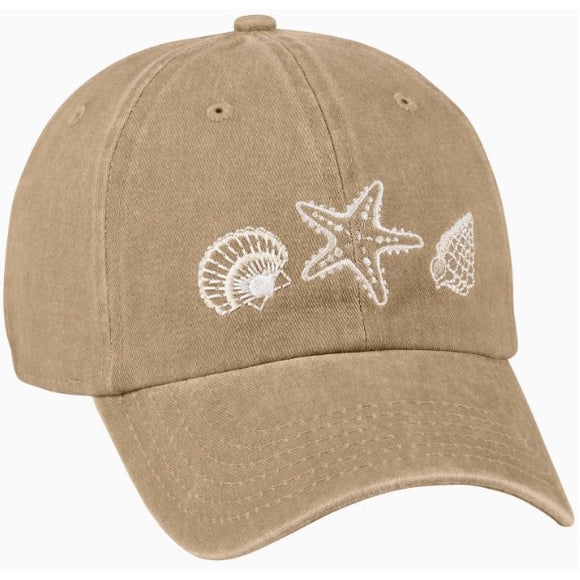 EMBROIDERED SEASHELL BASEBALL HAT