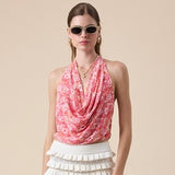 FULL BLOOM COWL NECK HALTER TOP