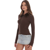 LUCY IN THE SKY BROWN FAUX FUR CUFF ZIP UP