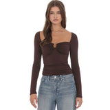 LUCY IN THE SKY BROWN EMBELLISHED TOP