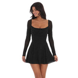 LUCY IN THE SKY BLACK RHINESTONE MINI DRESS
