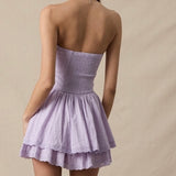 SITUATIONS PURPLE STRAPLESS RUFFLE MINI DRESS