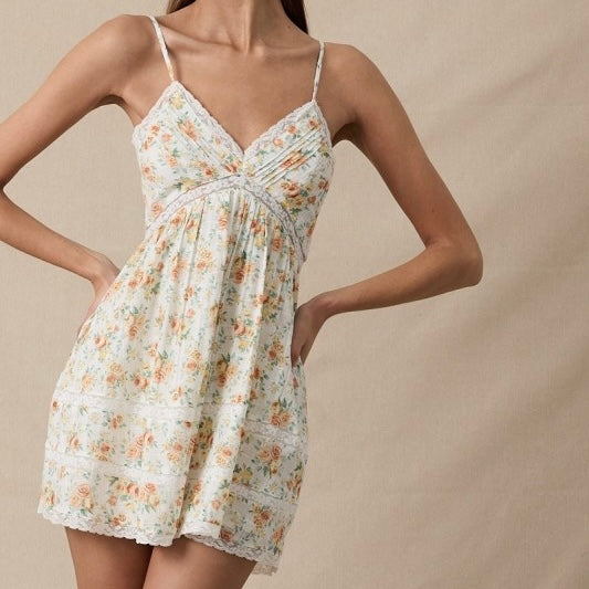 HEART WANTS ORANGE FLORAL MINI DRESS