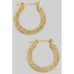 GOLD STAINLESS STEEL PATTERNED HOOP EARRINGS