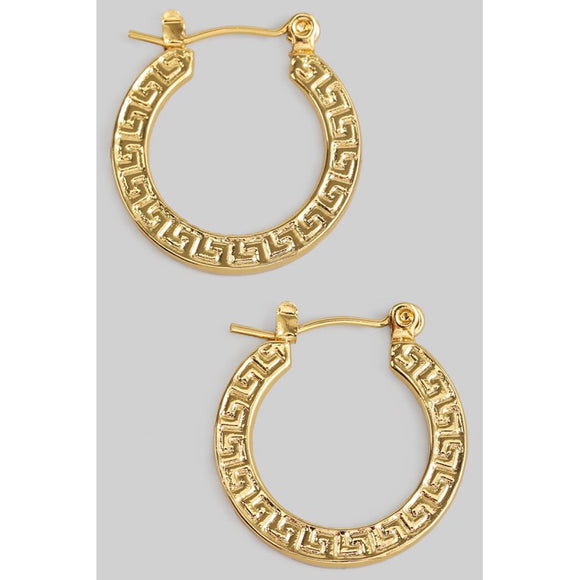 GOLD STAINLESS STEEL PATTERNED HOOP EARRINGS