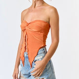 ALL MINE ORANGE FRONT TWIST TOP