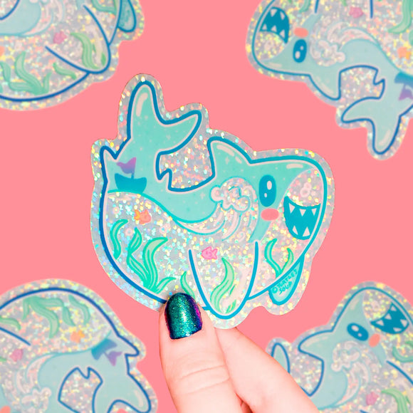 SHARK GLITTER STICKER