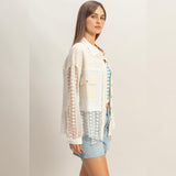 BEIGE PATCHWORK LIGHTWEIGHT SHACKET