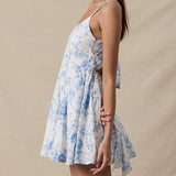 ALL THE SIGNS BLUE FLORAL MINI DRESS