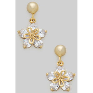 KAMMIE RHINESTONE FLOWER DROP EARRINGS