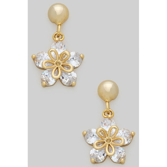 KAMMIE RHINESTONE FLOWER DROP EARRINGS
