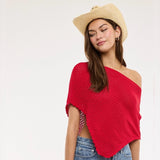 SOMEBODY NEW RED KNIT PONCHO