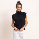 BUSINESS HOURS BLACK TURTLENECK KNIT TOP