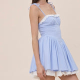 DAY IN THE PARK BLUE PLAID MINI DRESS
