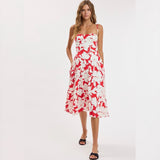 KNOW ME RED FLORAL MIDI DRESS