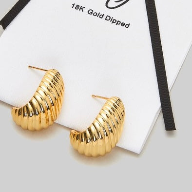 18K GOLD RIPPLE TEARDROP EARRINGS