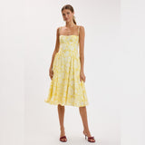 ZESTY YELLOW FLORAL MIDI DRESS
