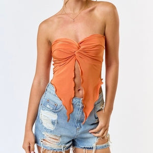 ALL MINE ORANGE FRONT TWIST TOP