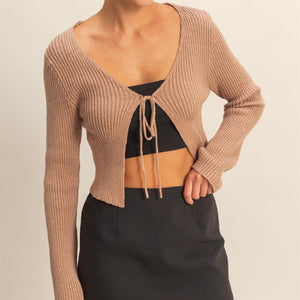 IN TRANSITION BROWN FRONT TIE TOP