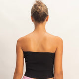 CROSSOVER BLACK KNIT TUBE TOP