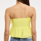 FESTIVAL SEASON YELLOW LACE STRAPLESS TOP