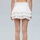 LIGHT AS A FEATHER WHITE RUFFLE MINI SKIRT
