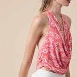 FULL BLOOM COWL NECK HALTER TOP