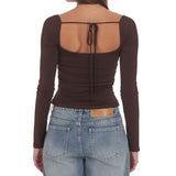 LUCY IN THE SKY BROWN EMBELLISHED TOP
