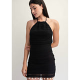 CABANA BABE BLACK SEASHELL TRIM DRESS