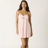 REMEMBER IT LATER PINK EYELET BABYDOLL MINI DRESS