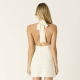 AMERICAN GIRLS WHITE LACE HALTER MINI DRESS