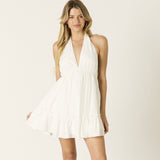 MARILYN MONROE WHITE FLOWY HALTER DRESS