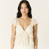 LIGHT AS A FEATHER CREAM BABYDOLL TOP