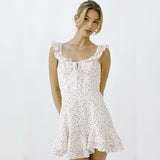 CHERRY PICKED PATTERNED RUFFLE MINI DRESS