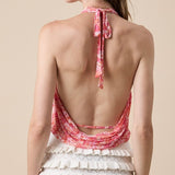 FULL BLOOM COWL NECK HALTER TOP