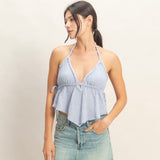 DUSTY BLUE WOVEN TANK TOP