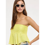 FESTIVAL SEASON YELLOW LACE STRAPLESS TOP