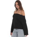 LUCY IN THE SKY BLACK OFF SHOULDER SWEATER